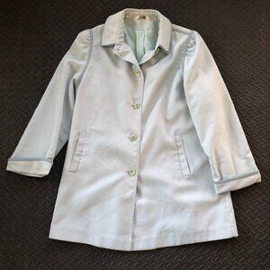 VINTAGE LIGHT BLUE MID CENTURY BORDERS RAINCOAT TRENCH COAT MOMCORE OLD MONEY